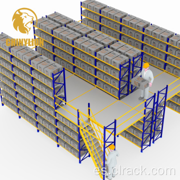 Sistema de estanterías de varios niveles para almacenamiento de almacén